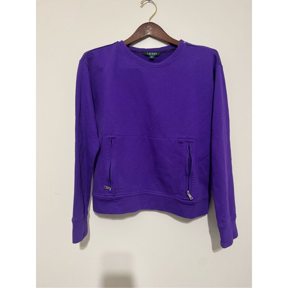 Lauren Ralph Lauren Vintage Crewneck Zip Pocket Women Sweatshirt Size Small Y2K
